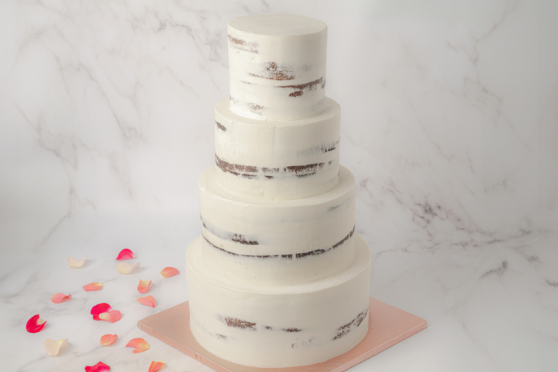 four tier naked wedding cake