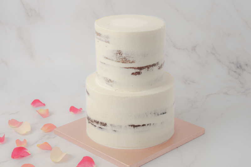 two tier naked wedding cake