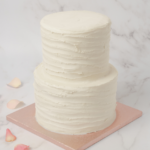 two tier ruffled wedding cake